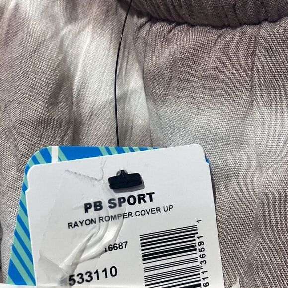 PB Sport Women's Khaki Beige Tassel Tie Dye Rayon Romper Cover-Up Size XL NWT - Picture 8 of 10